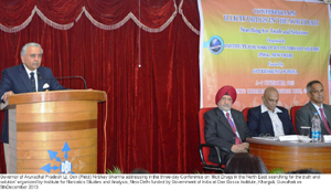 Governor of Arunachal Pradesh Lt. Gen (Retd) Nirbhay Sharma addressing in the three-day Conference on Illicit Drugs in the North East at Guwahati on 5thDecember 2013